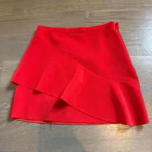 Red Topshop ruffle mini skirt